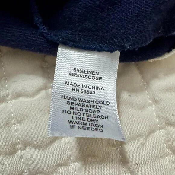 Cynthia Rowley Contrast Trim Linen Dress Navy White Size Large - Picture 5 of 6